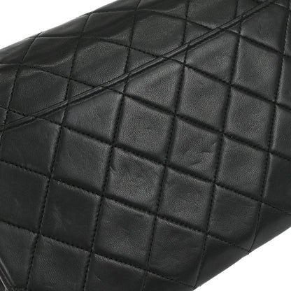 Chanel 1989-1991 Black Lambskin Single Flap Shoulder Bag