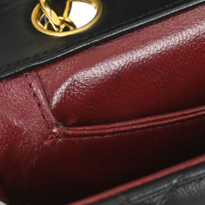 Chanel 1989-1991 Black Lambskin Single Flap Shoulder Bag