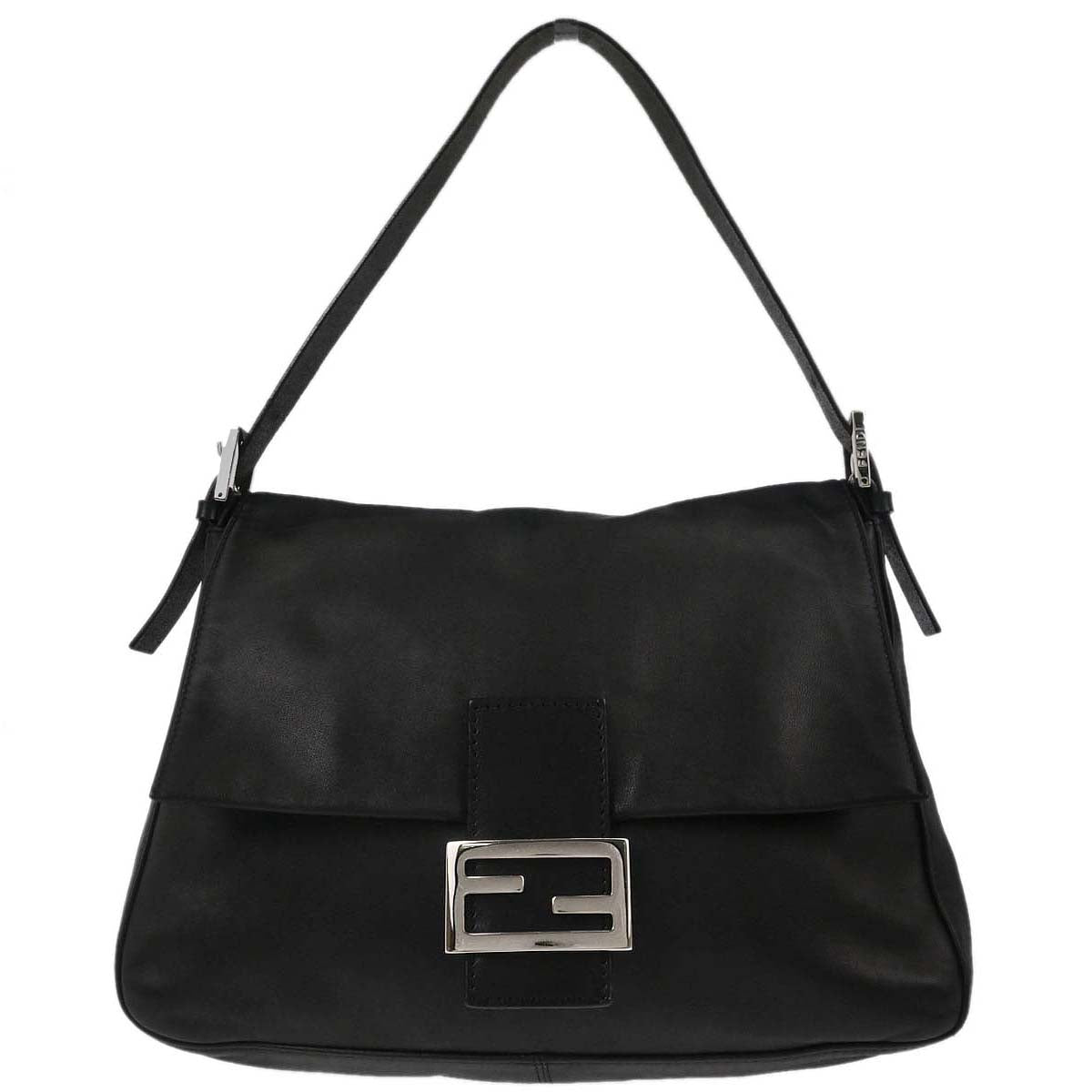 Fendi Black Lambskin Mamma Baguette Handbag