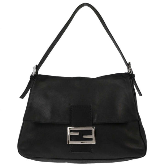 Fendi Black Lambskin Mamma Baguette Handbag