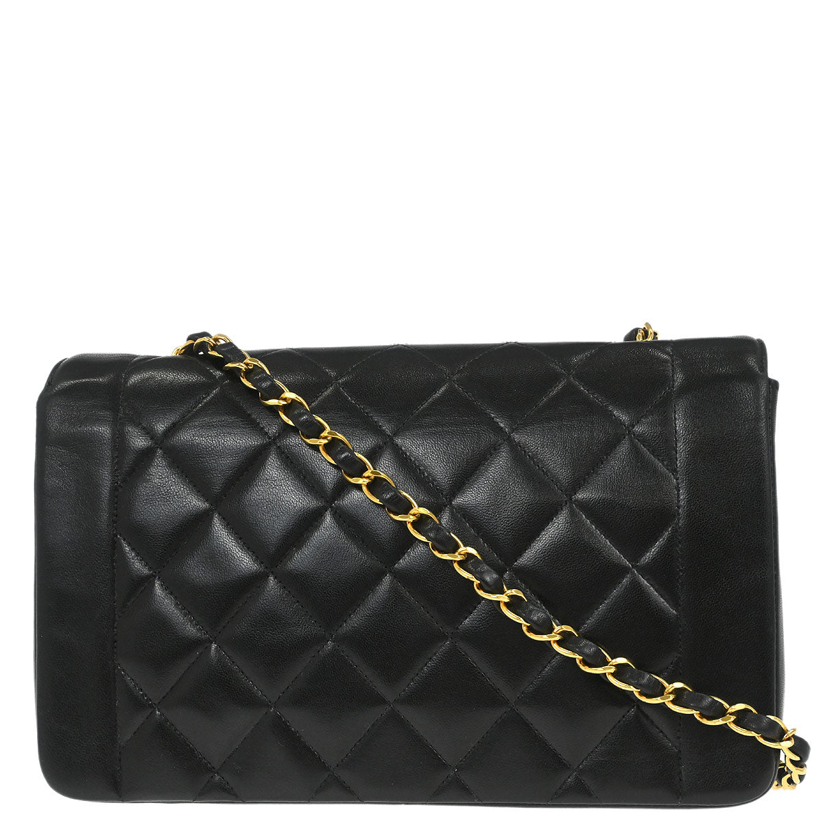 Chanel 1994-1996 Black Lambskin Medium Diana Shoulder Bag
