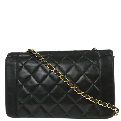Chanel 1994-1996 Black Lambskin Medium Diana Shoulder Bag