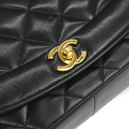 Chanel 1994-1996 Black Lambskin Medium Diana Shoulder Bag
