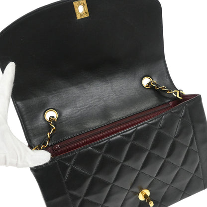 Chanel 1994-1996 Black Lambskin Medium Diana Shoulder Bag