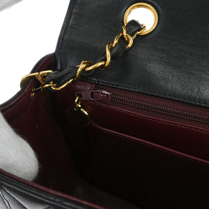 Chanel 1994-1996 Black Lambskin Medium Diana Shoulder Bag