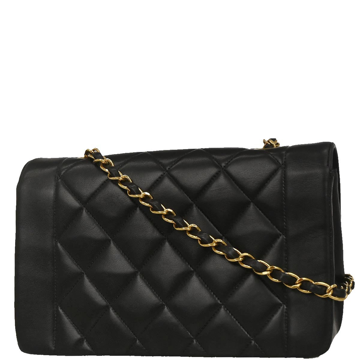 Chanel 1994-1996 Black Lambskin Small Diana Shoulder Bag