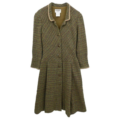 Chanel 1998 Single Breasted Coat Green #38