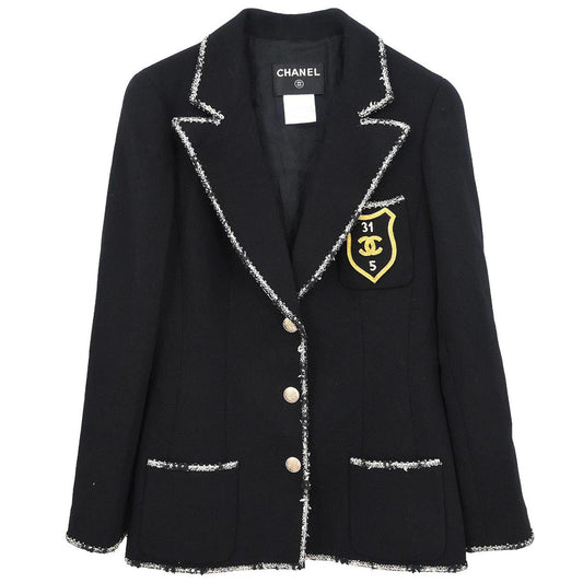 Chanel 2005 Emblem Single Breasted Jacket Black #38