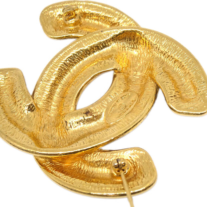 Chanel Quilted CC Brooch Pin Large Gold 1152