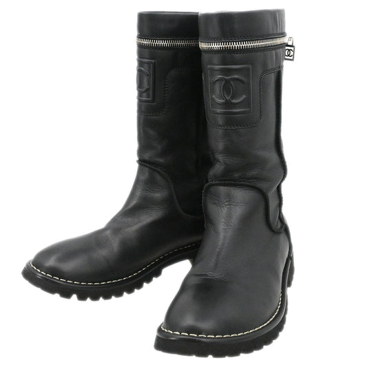Chanel * Sport Line Boots Black Shoes #38 1/2