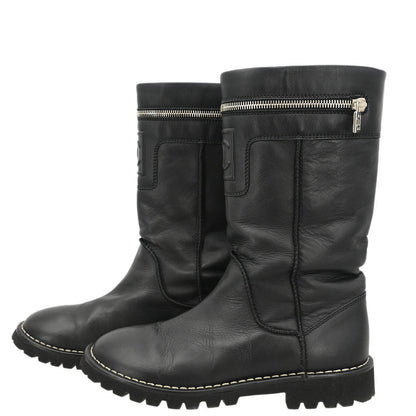 Chanel * Sport Line Boots Black Shoes #38 1/2