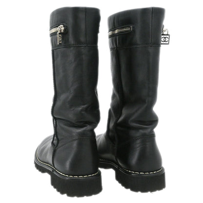 Chanel * Sport Line Boots Black Shoes #38 1/2
