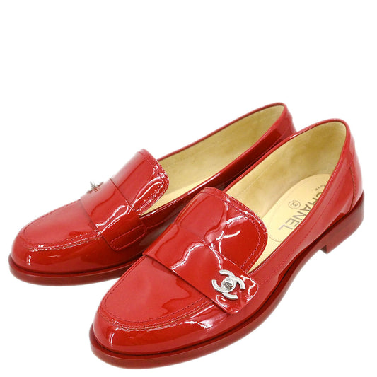 Chanel * Loafers Red Shoes #38