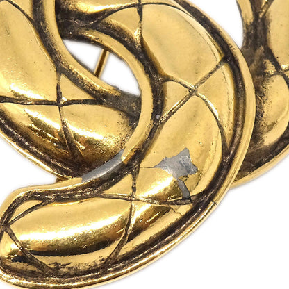 Chanel Quilted CC Brooch Pin Medium Gold 1142