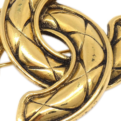 Chanel Quilted CC Brooch Pin Small Gold 1153