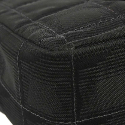 Chanel 2002-2003 Black Jacquard Nylon Travel Line Single Flap Medium Shoulder Bag