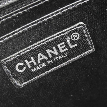 Chanel 2002-2003 Black Jacquard Nylon Travel Line Single Flap Medium Shoulder Bag