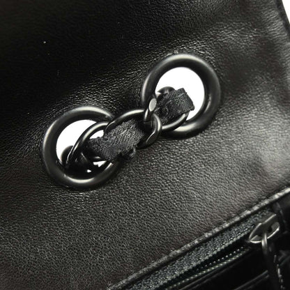 Chanel 2002-2003 Black Jacquard Nylon Travel Line Single Flap Medium Shoulder Bag