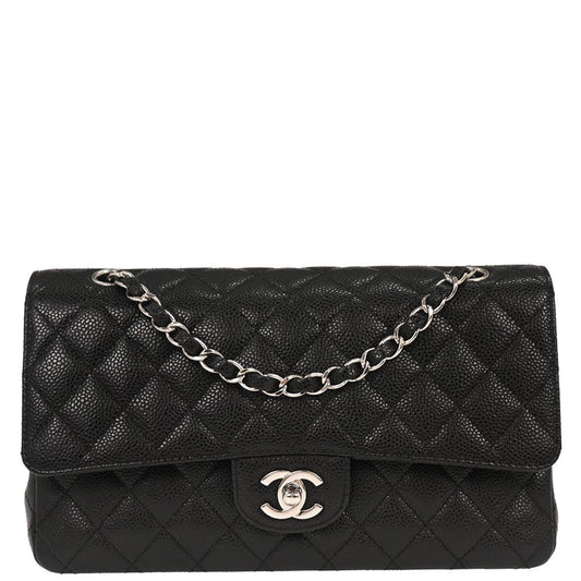 Chanel Black Caviar Skin Medium Classic Double Flap Shoulder Bag