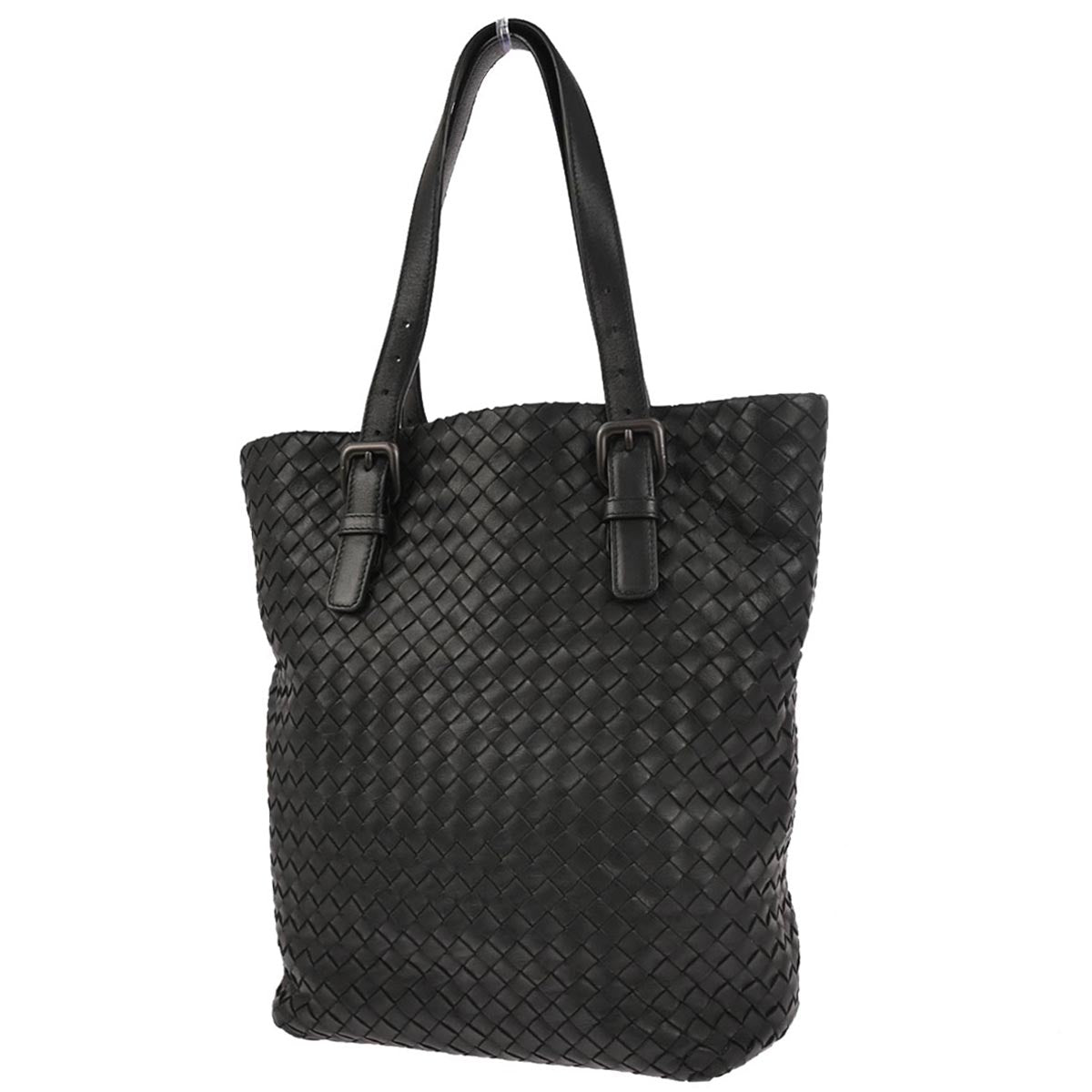 Bottega Veneta Black Lambskin Intrecciato Tote Bag