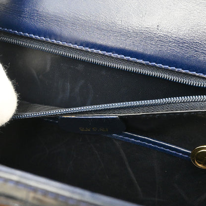 Gucci * Navy Crocodile Bamboo 2way Shoulder Handbag