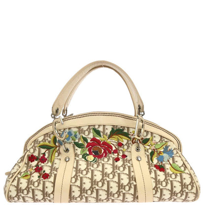 Christian Dior Beige Floral Embroidered Trotter Handbag