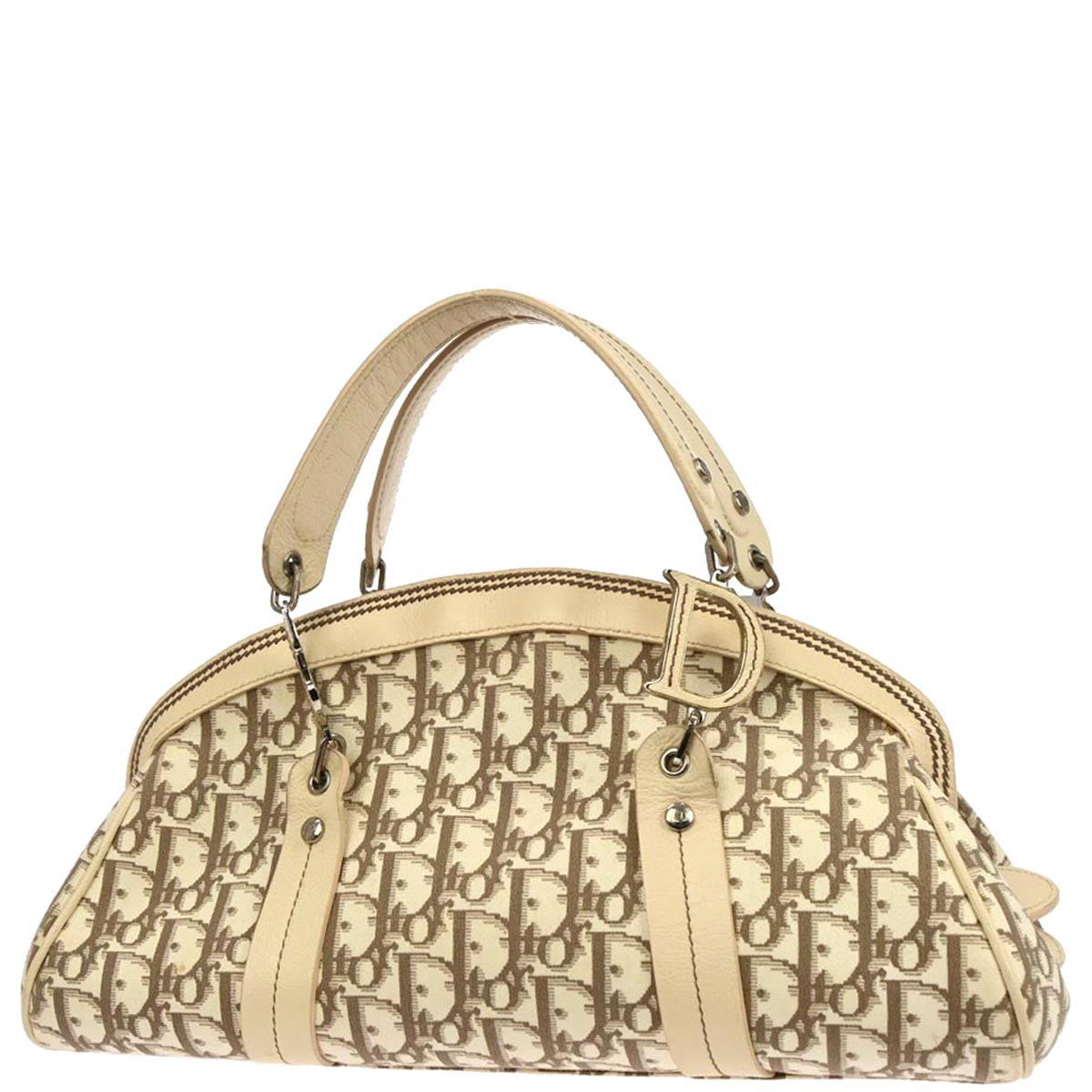 Christian Dior Beige Floral Embroidered Trotter Handbag