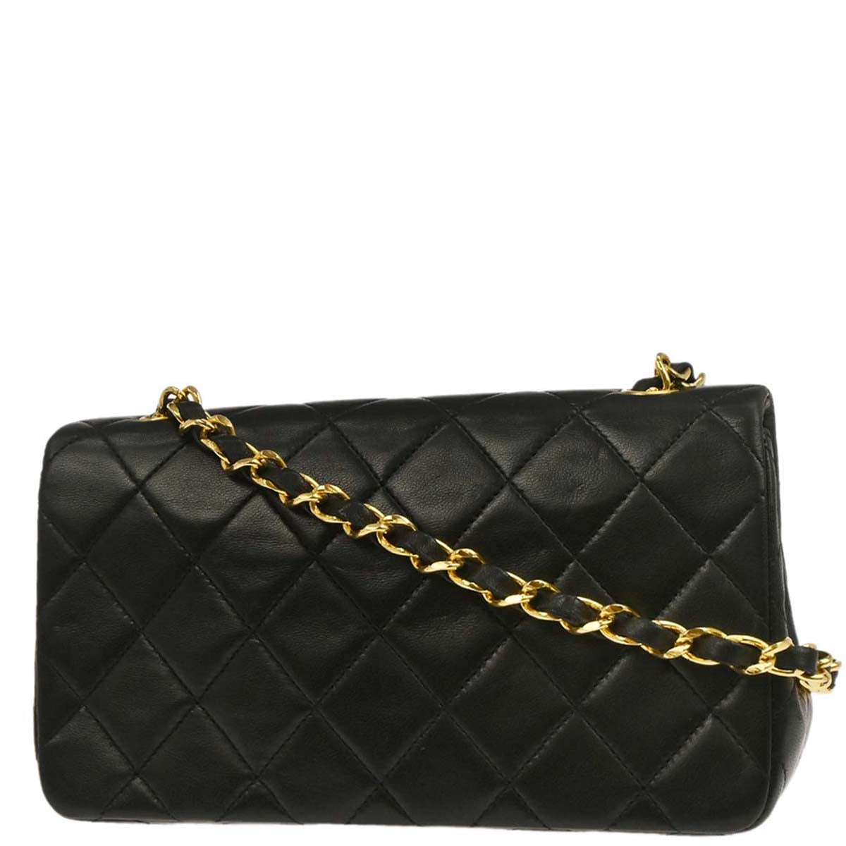 Chanel Black Lambskin Turnlock Mini Full Flap Shoulder Bag