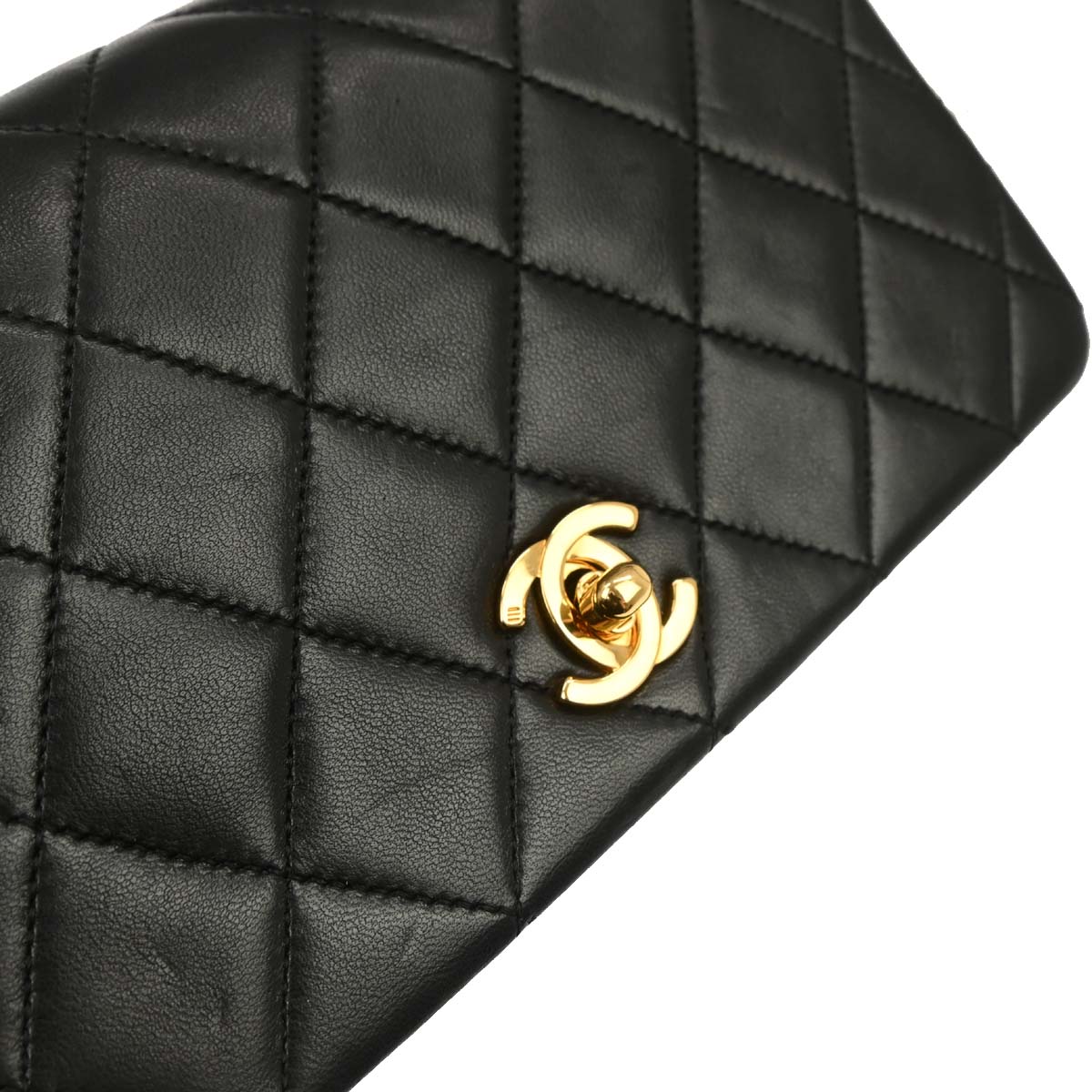 Chanel Black Lambskin Turnlock Mini Full Flap Shoulder Bag