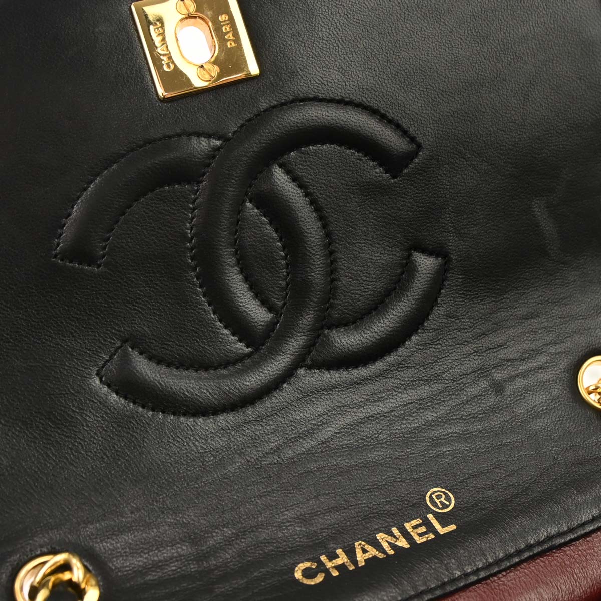 Chanel Black Lambskin Turnlock Mini Full Flap Shoulder Bag