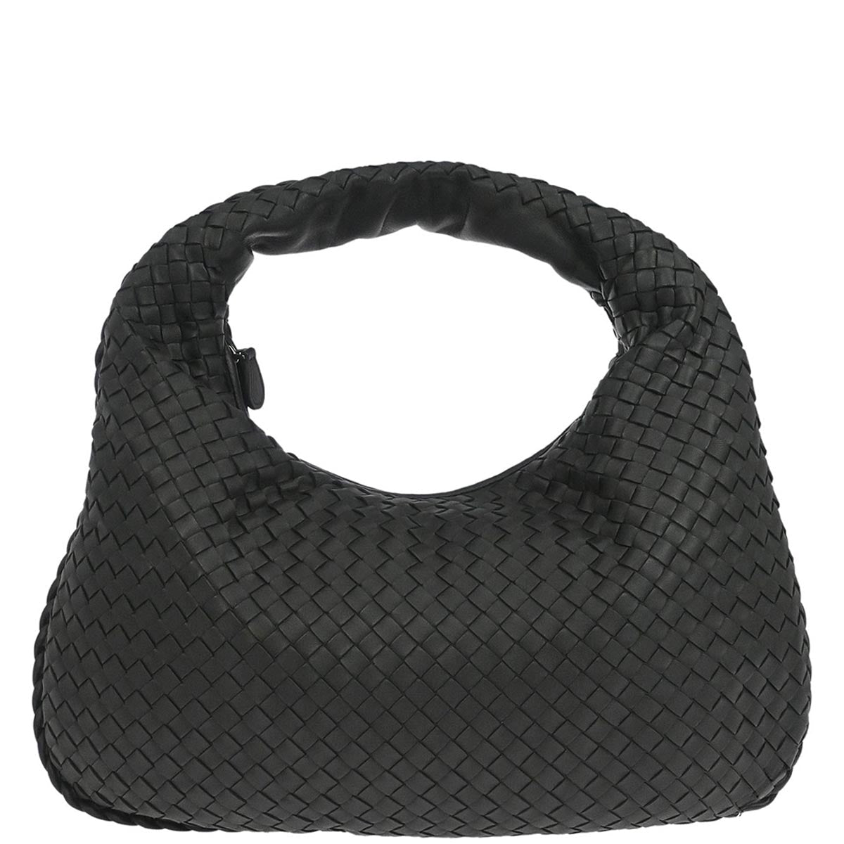 Bottega Veneta Black Lambskin Intrecciato Hobo Handbag