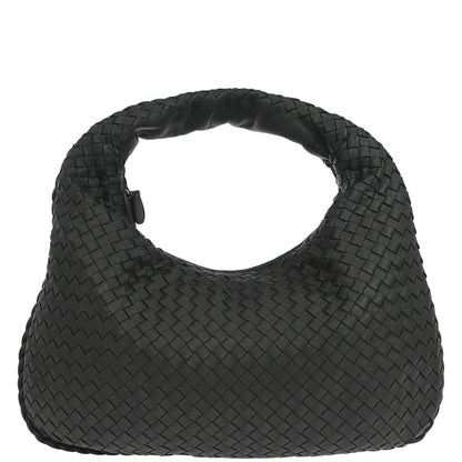 Bottega Veneta Black Lambskin Intrecciato Hobo Handbag