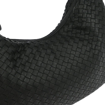 Bottega Veneta Black Lambskin Intrecciato Hobo Handbag