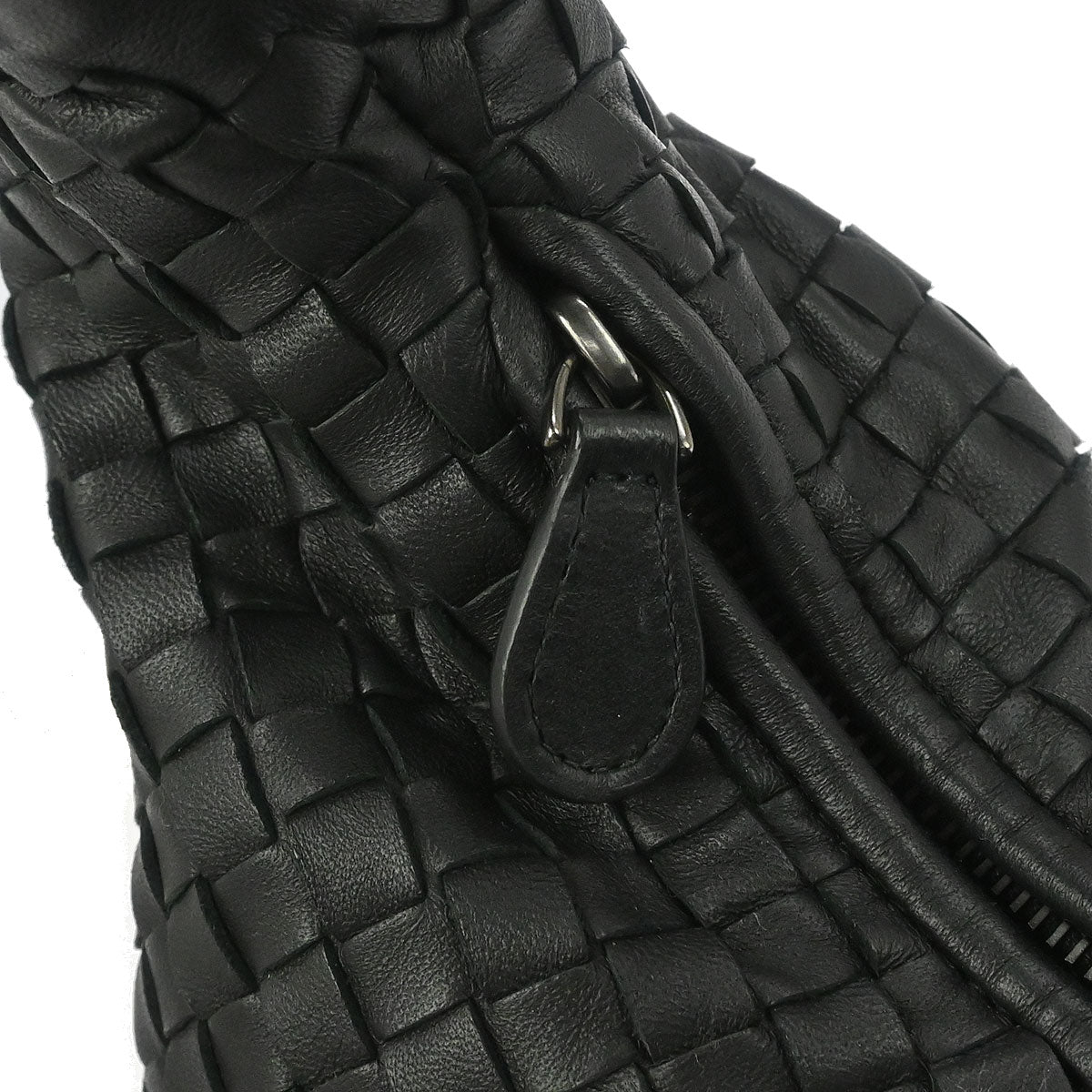 Bottega Veneta Black Lambskin Intrecciato Hobo Handbag