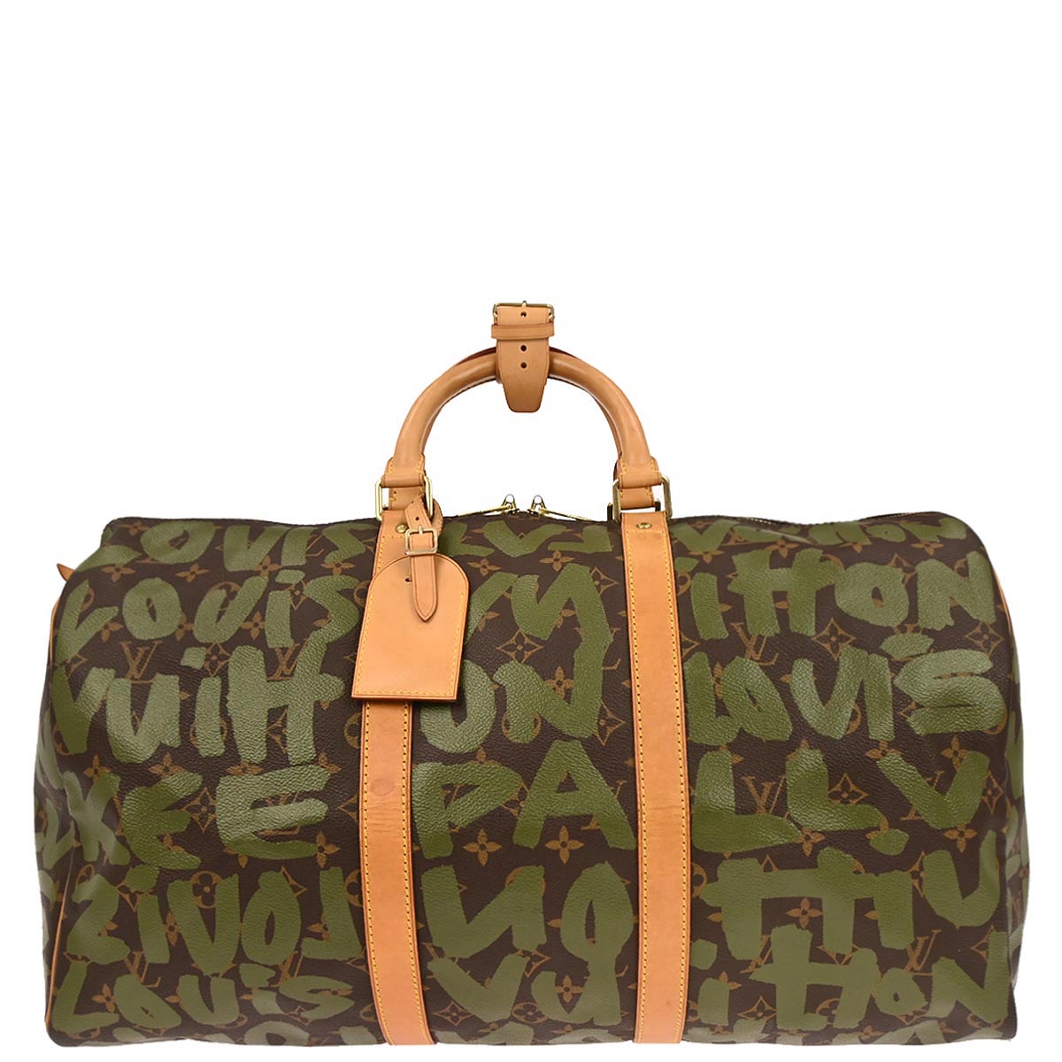 Louis Vuitton 2001 Khaki Monogram Graffiti Keepall 50 Duffle Bag M92196