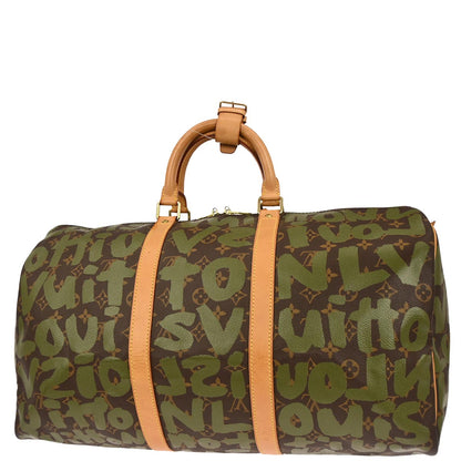 Louis Vuitton 2001 Khaki Monogram Graffiti Keepall 50 Duffle Bag M92196