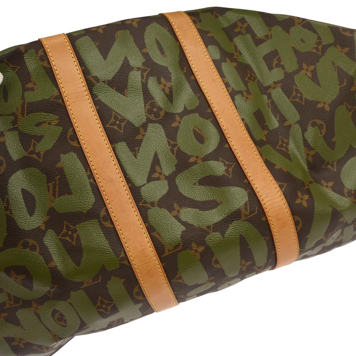 Louis Vuitton 2001 Khaki Monogram Graffiti Keepall 50 Duffle Bag M92196