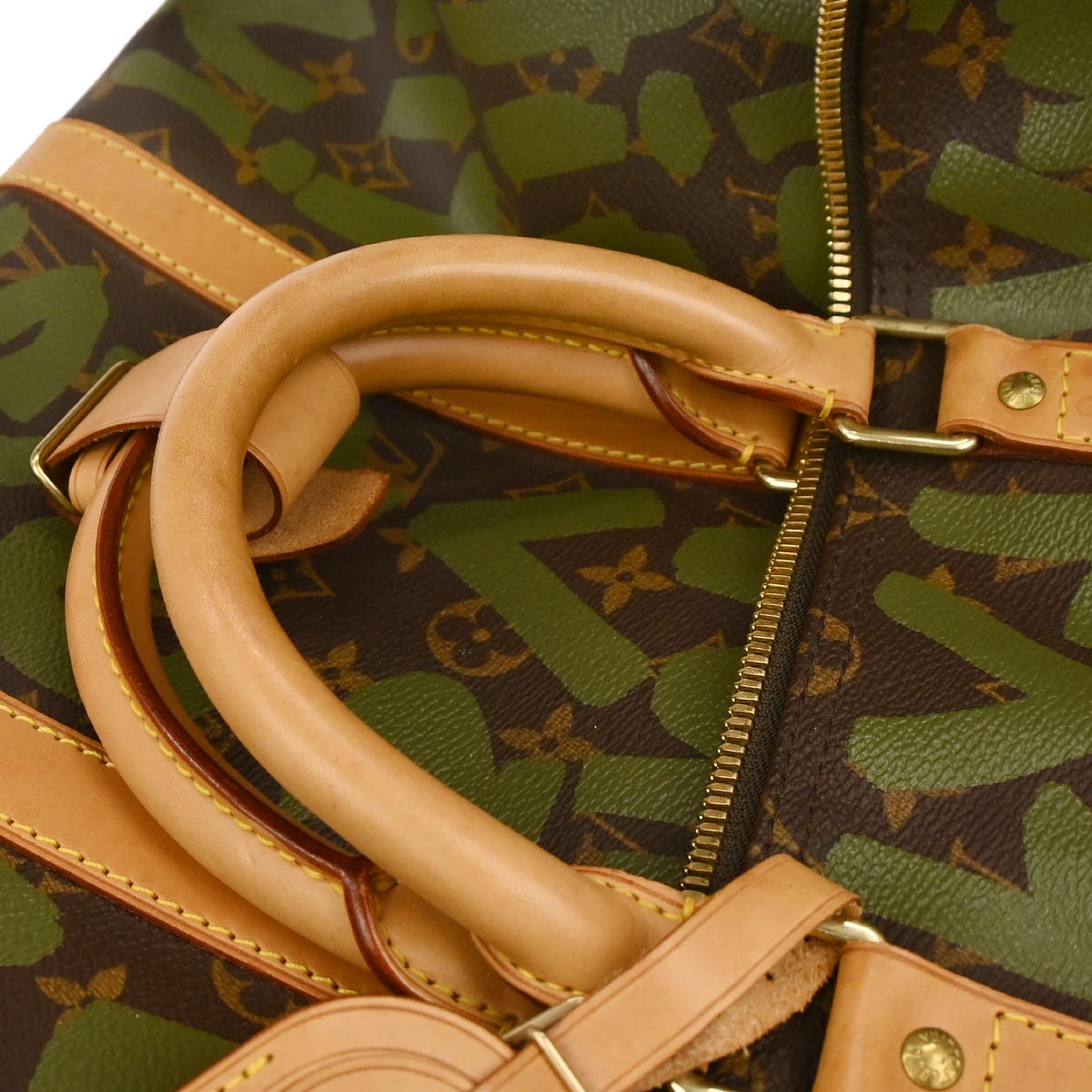 Louis Vuitton 2001 Khaki Monogram Graffiti Keepall 50 Duffle Bag M92196