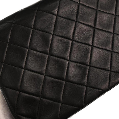 Chanel 1989-1991 Black Lambskin Classic Square Flap Shoulder Bag 20