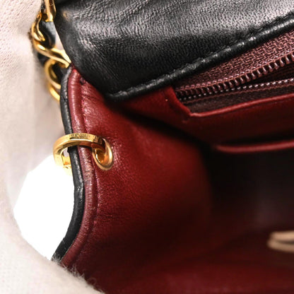 Chanel 1989-1991 Black Lambskin Classic Square Flap Shoulder Bag 20