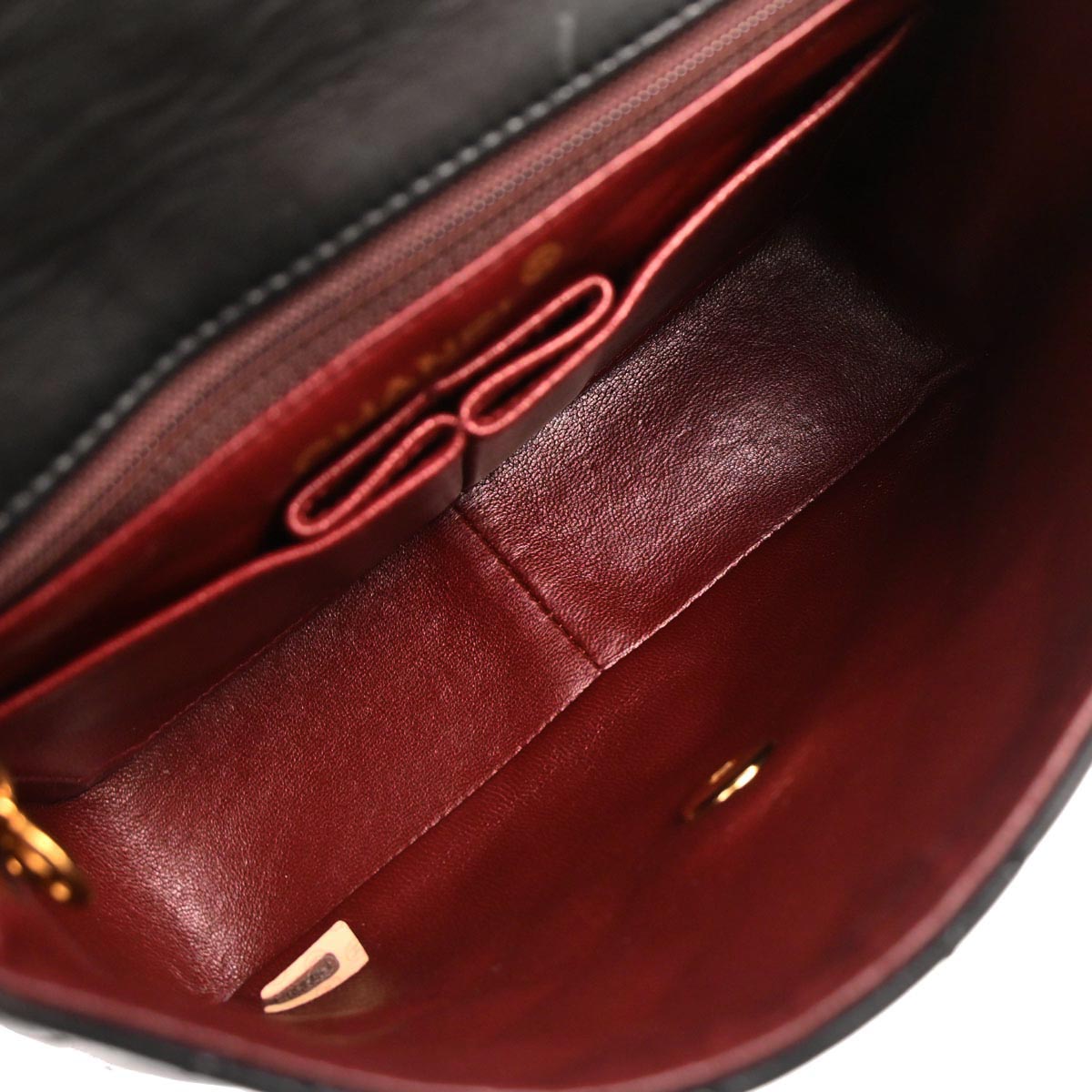 Chanel 1989-1991 Black Lambskin Classic Square Flap Shoulder Bag 20