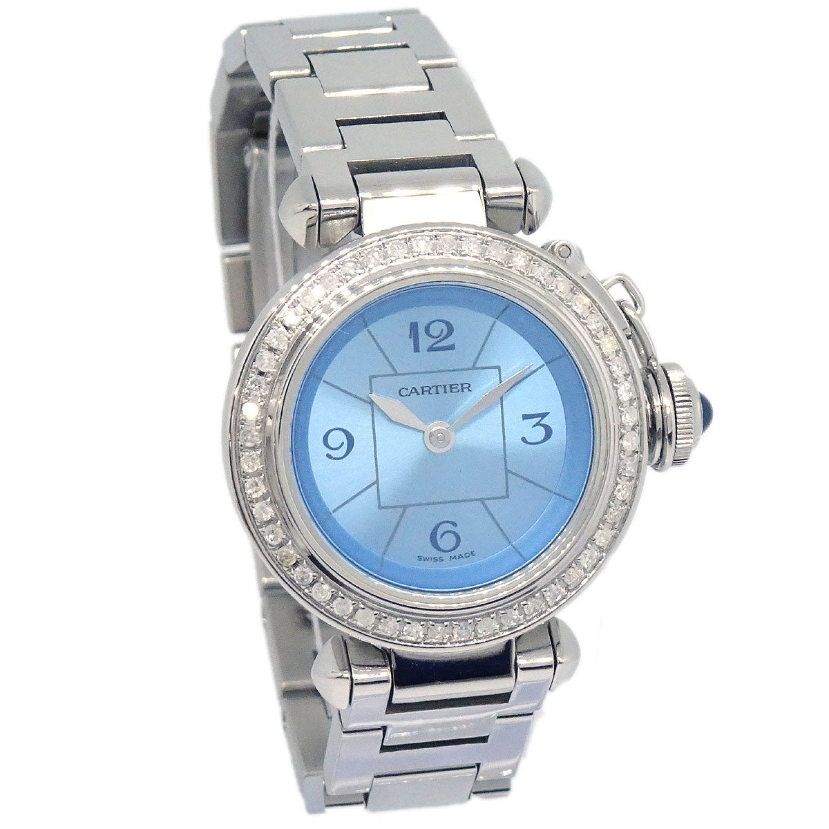 Cartier Miss Pasha Ref.2973 Quartz Watch SS Diamond