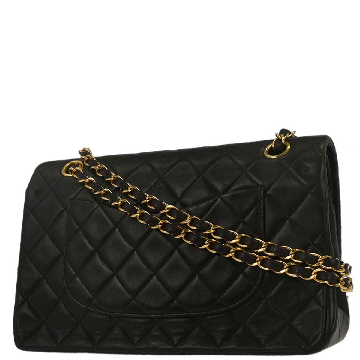 Chanel 1991-1994 Black Lambskin Medium Classic Double Flap Shoulder Bag