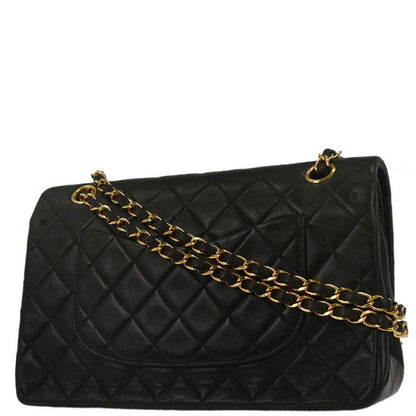 Chanel 1991-1994 Black Lambskin Medium Classic Double Flap Shoulder Bag