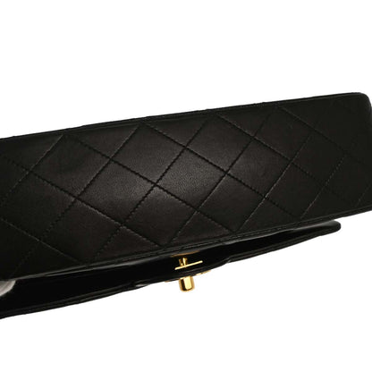 Chanel 1991-1994 Black Lambskin Medium Classic Double Flap Shoulder Bag