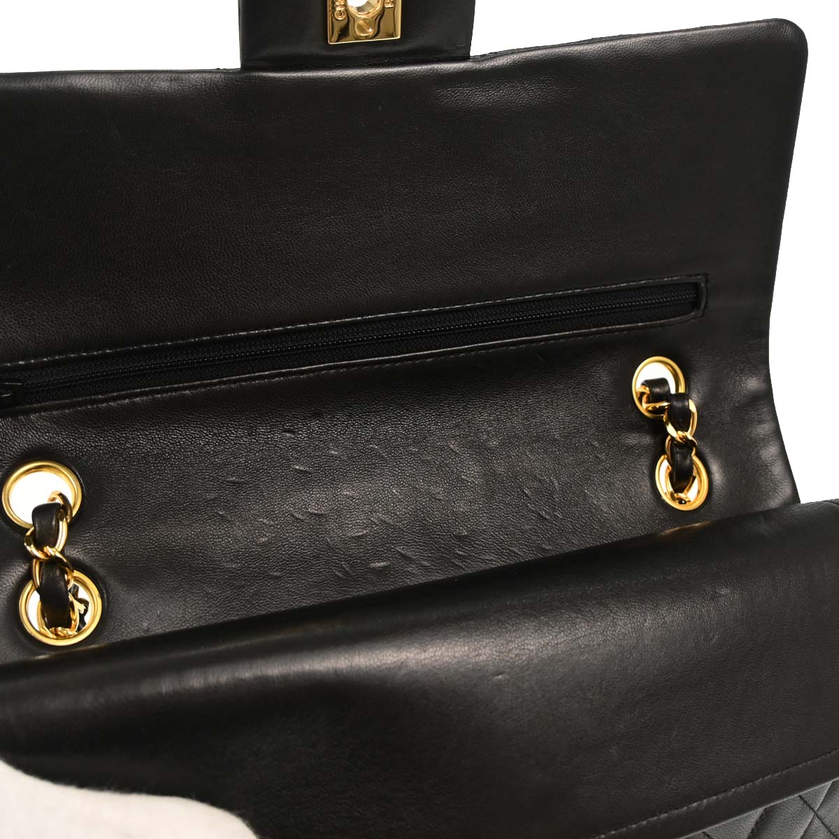 Chanel 1991-1994 Black Lambskin Medium Classic Double Flap Shoulder Bag