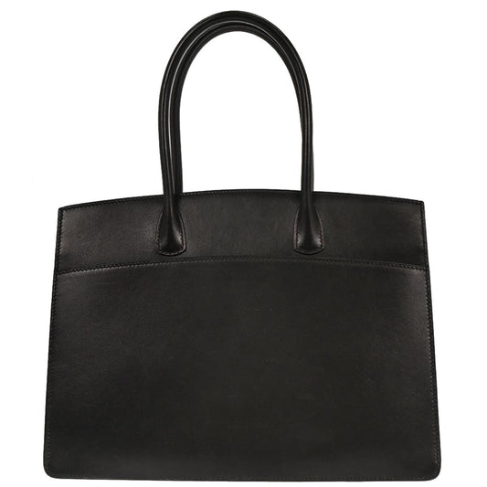 Hermes Black Box Calf White Bus PM Tote Bag
