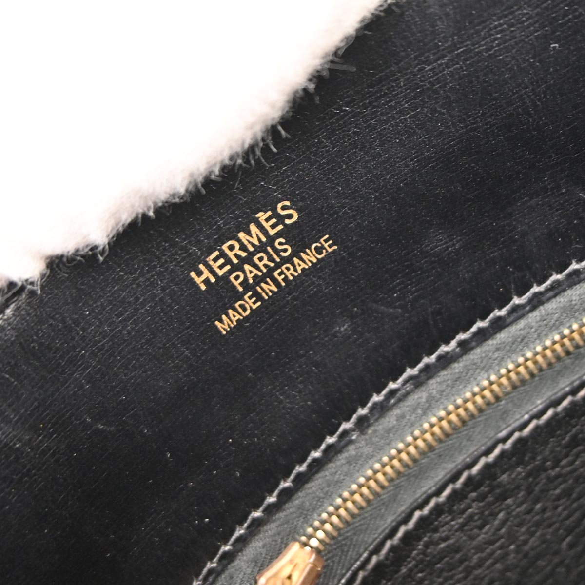 Hermes Black Box Calf White Bus PM Tote Bag