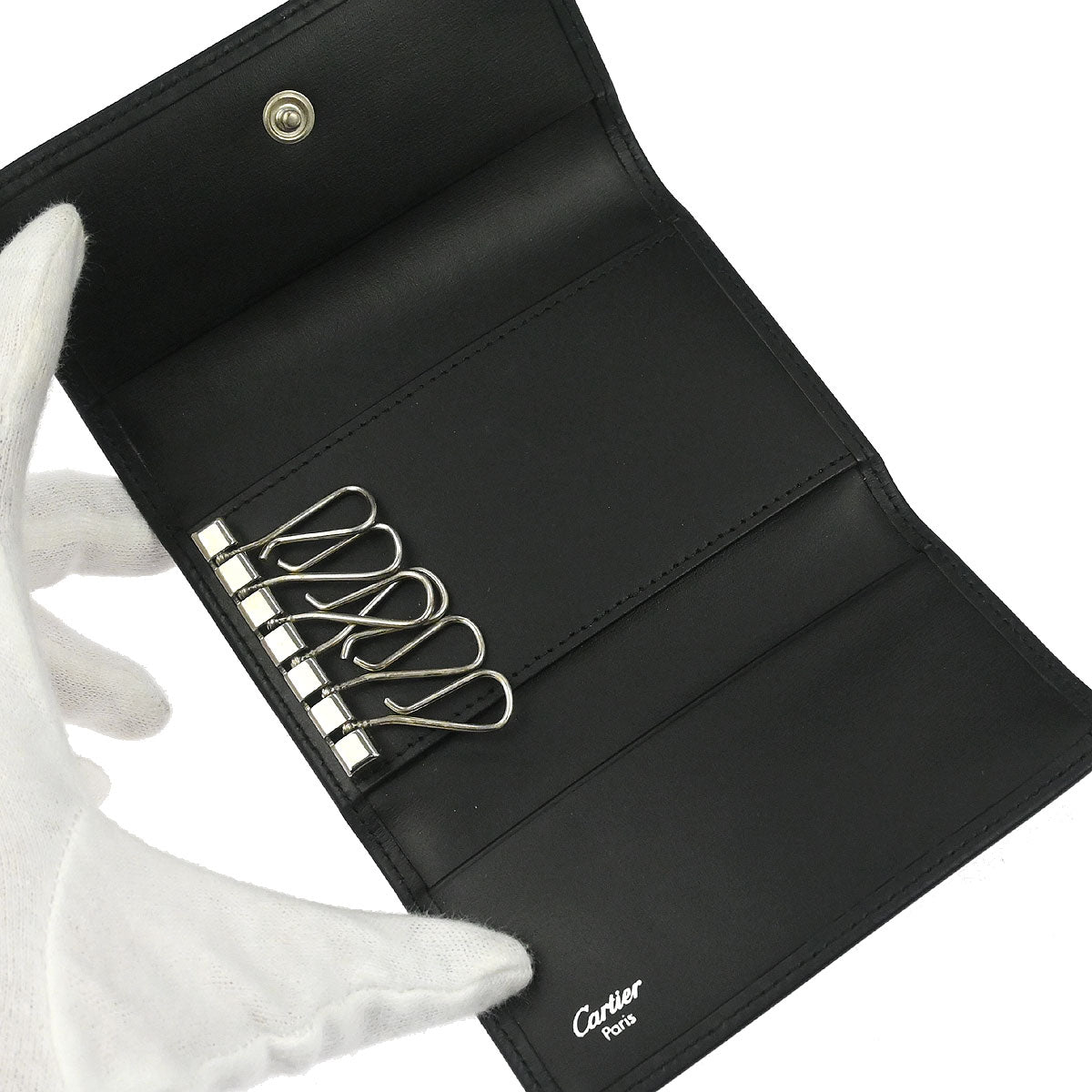 Cartier Key Case Black Leather Small Good