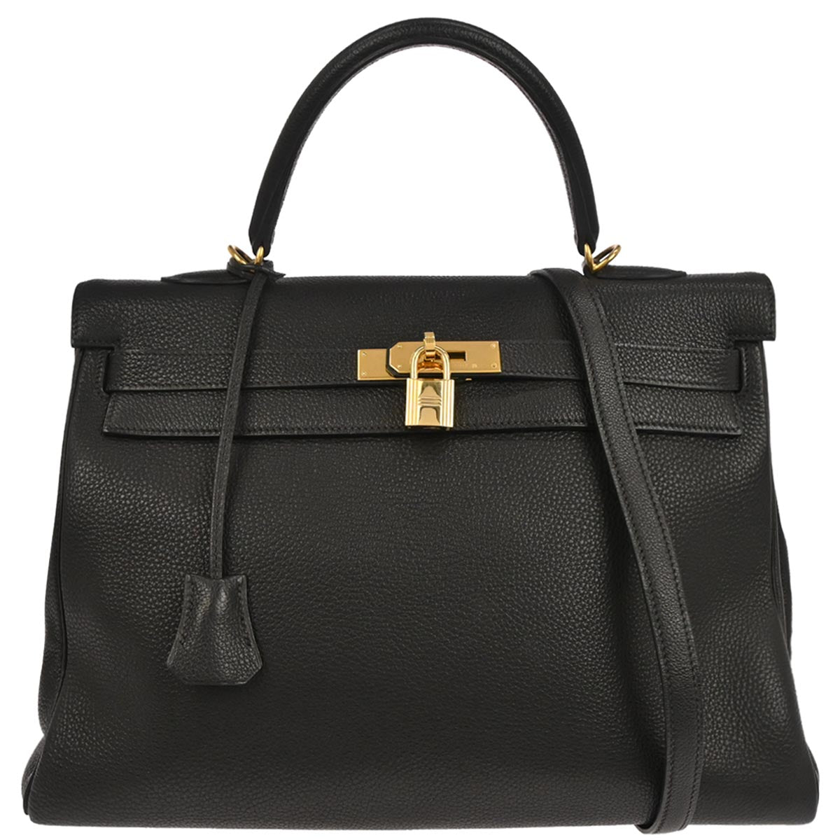 Hermes Black Togo Kelly 35 Retourne 2way Shoulder Handbag